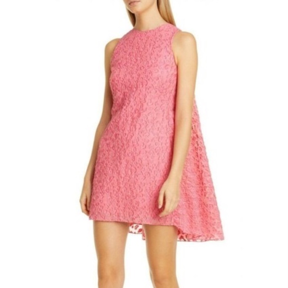 Brandon Maxwell Pink Leopard-Print Fil Coupé Crepe Mini Dress Size 4 - Picture 2 of 3
